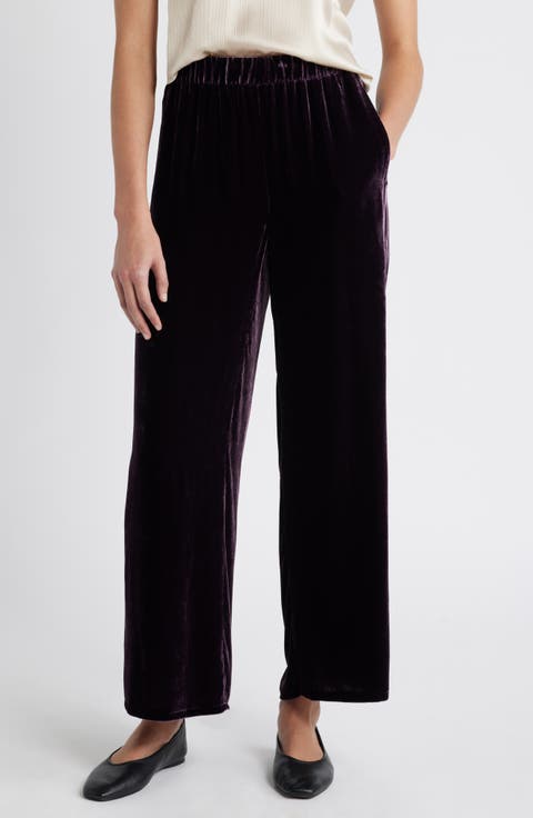 Velvet Ankle Wide Leg Pants (Regular & Petite)