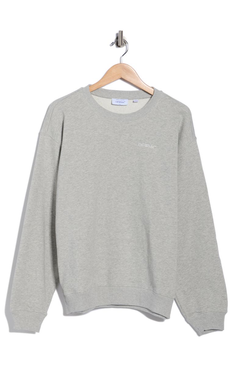 Off-White Embroidered Crewneck Sweatshirt, Main, color, Grey Heather