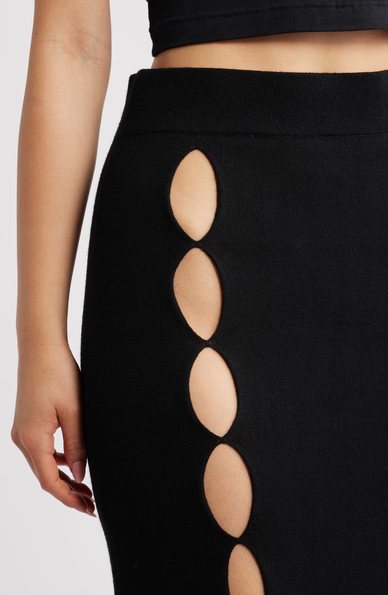 EMILY DAWN LONG River Wool Skirt, Alternate, color, Black