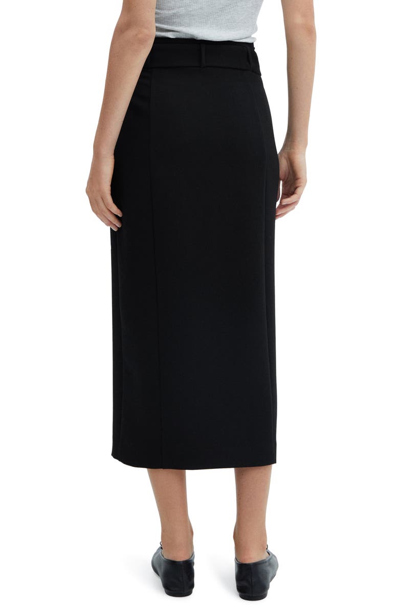 MANGO Belted Front Slit Midi Skirt, Alternate, color, 