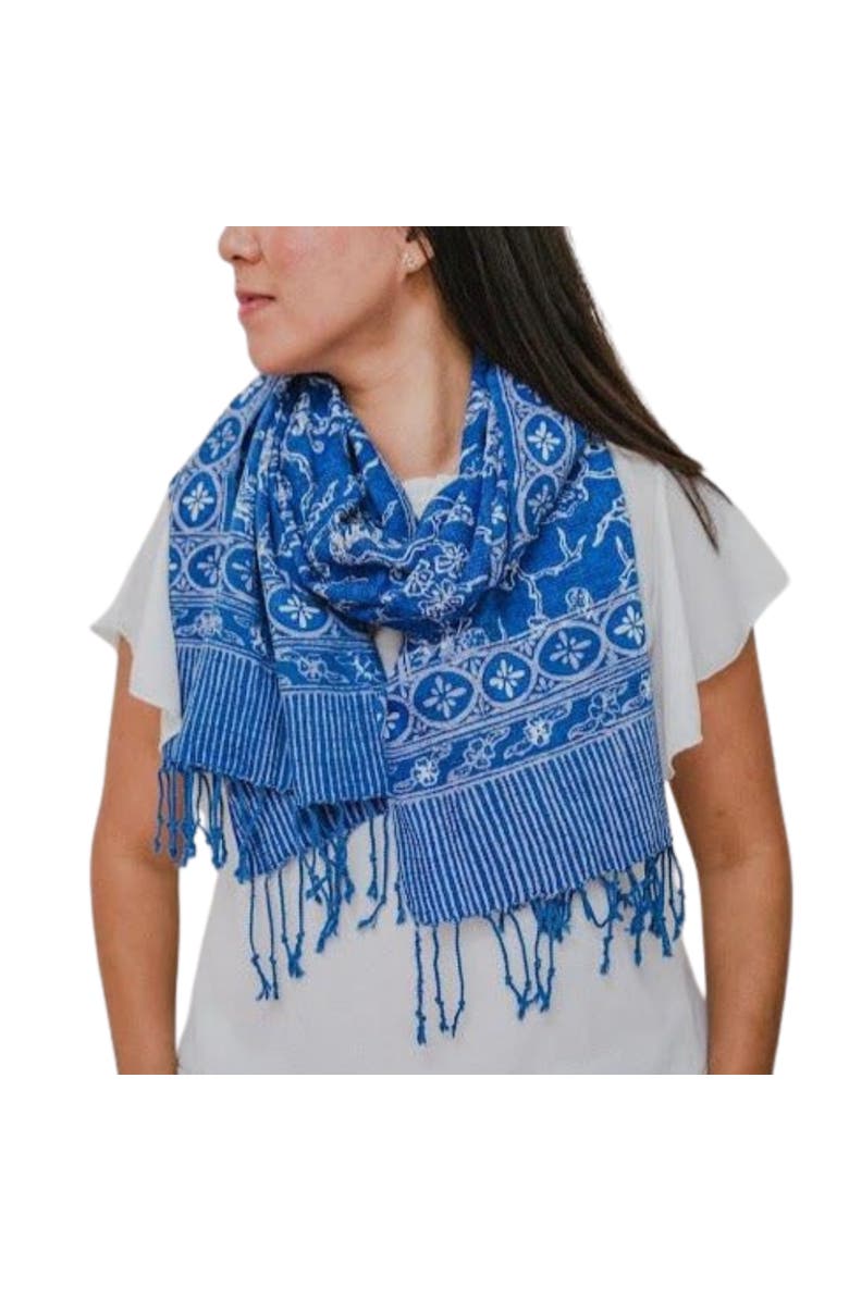 Kasih Co-op Handmade Batik Scarf, Alternate, color, Blue White