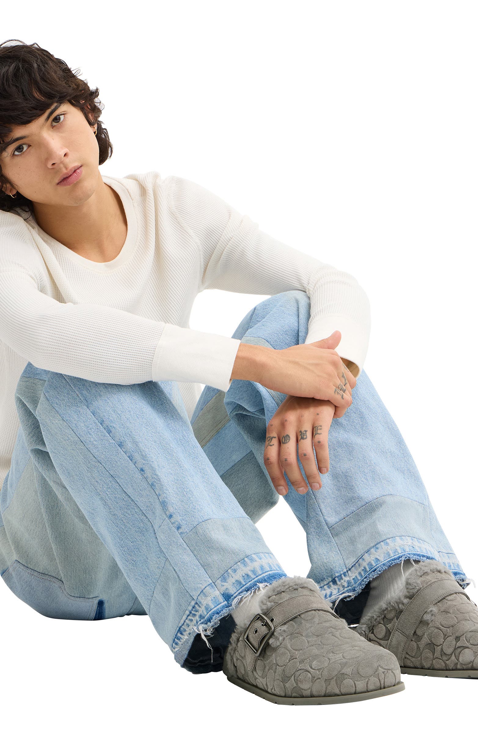 COACH Signature Genuine Shearling Lined Buckle Mule, Alternate, color, Charcoal