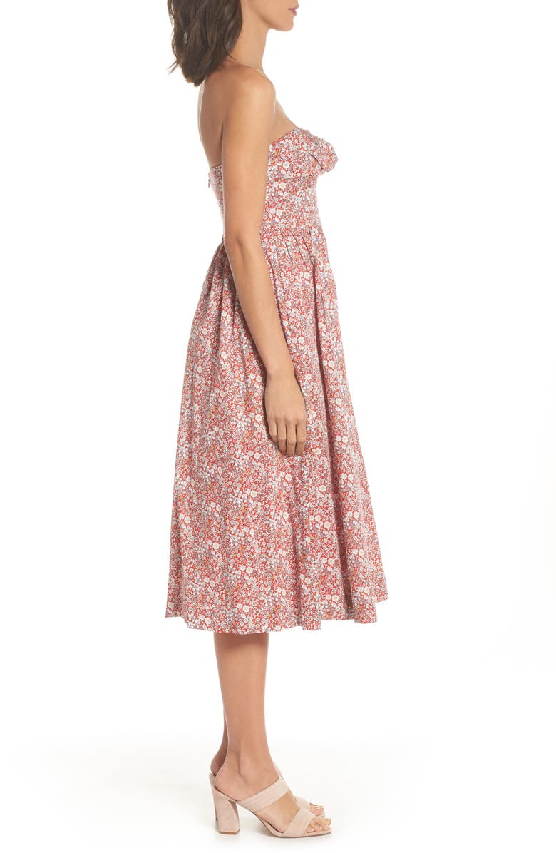 J.Crew Liberty Tie Front Strapless Dress, Alternate, color, 