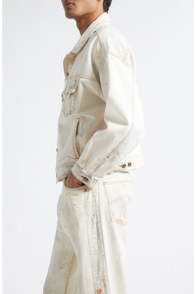 Dirtied Cotton Trucker Jacket, Alternate, color, WOODLAND WHITE