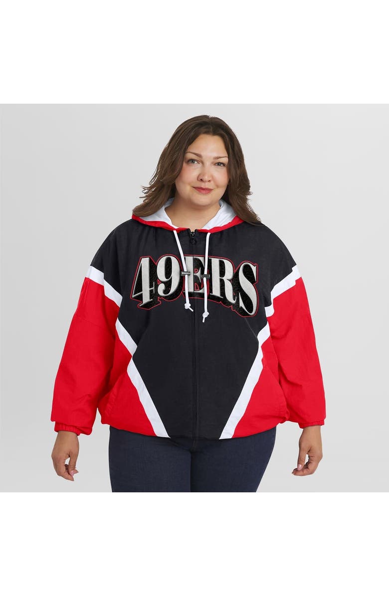 WEAR by Erin Andrews Women's WEAR by Erin Andrews Scarlet/Black San Francisco 49ers Plus Size Retro Crinkle Full-Zip Windbreaker Jacket, Alternate, color, Scarlet