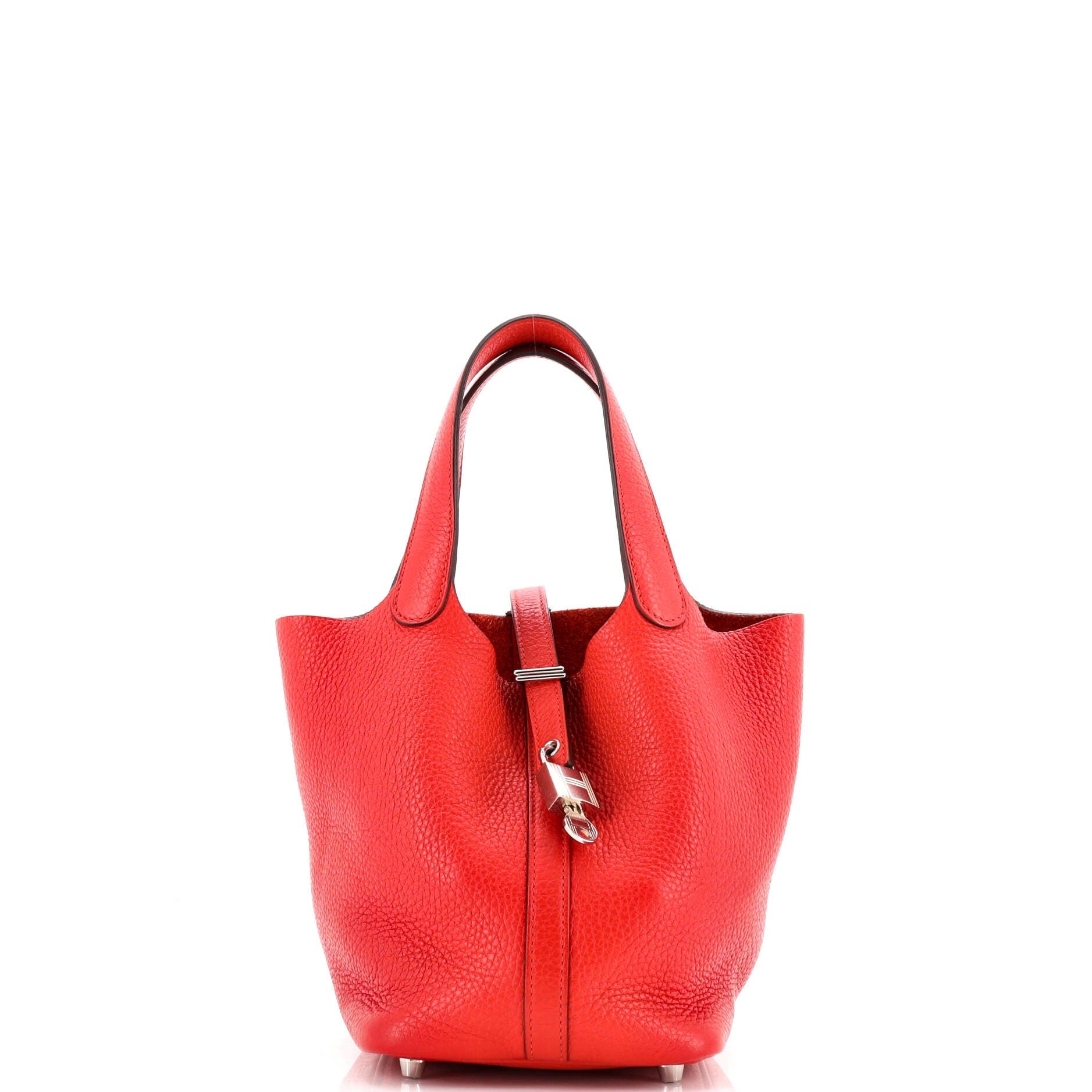 Pre-Owned Hermes Picotin Lock Bag Clemence PM, Main, color, Rouge Tomate