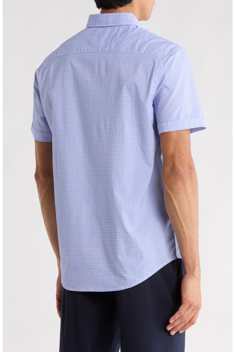 Gingham Print Short Sleeve Button-Down Shirt, Alternate, color, WHITE