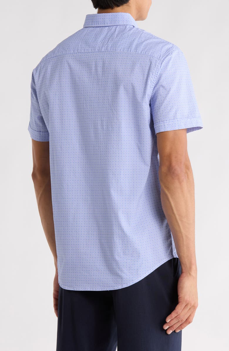 DENIM AND FLOWER Gingham Print Short Sleeve Button-Down Shirt, Alternate, color, White