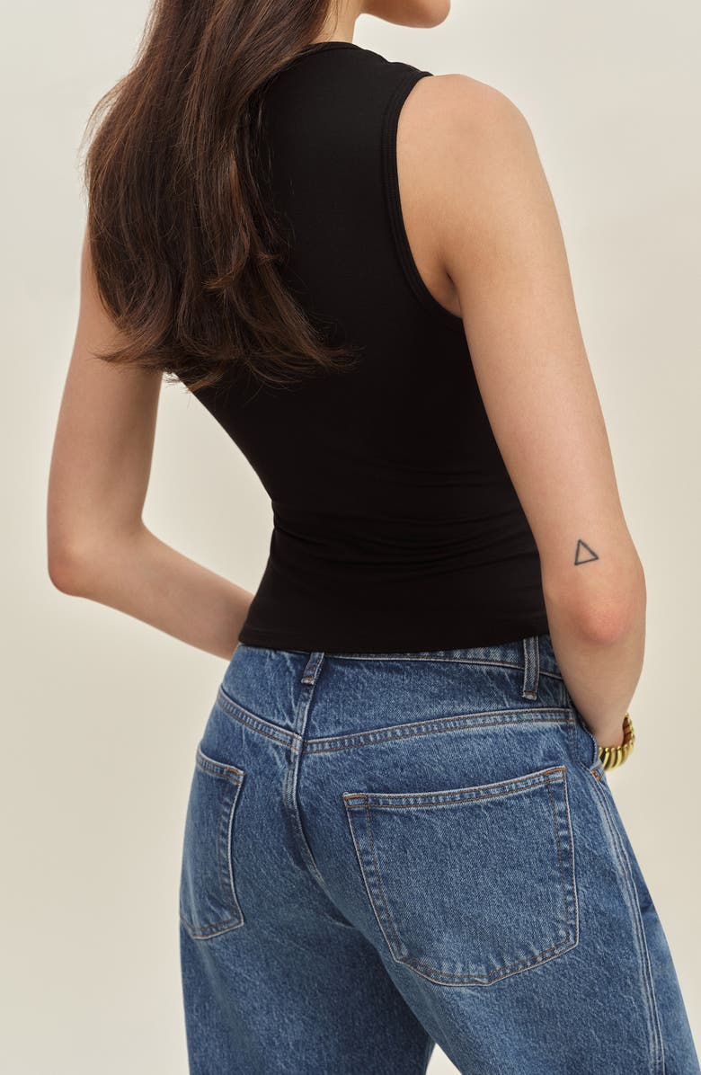 Reformation Bella Keyhole Neck Knit Top, Alternate, color, Black