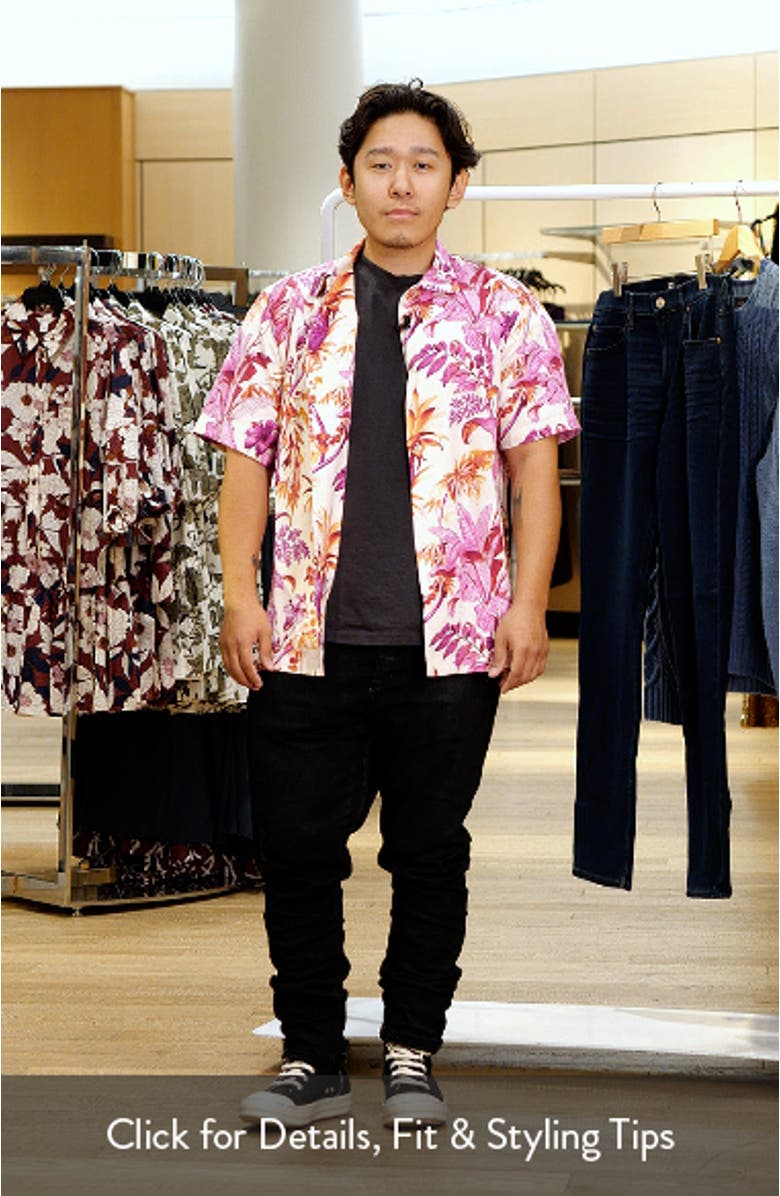 Garden of Hope & Courage Print Short Sleeve Silk Button-Up Shirt, sales video thumbnail