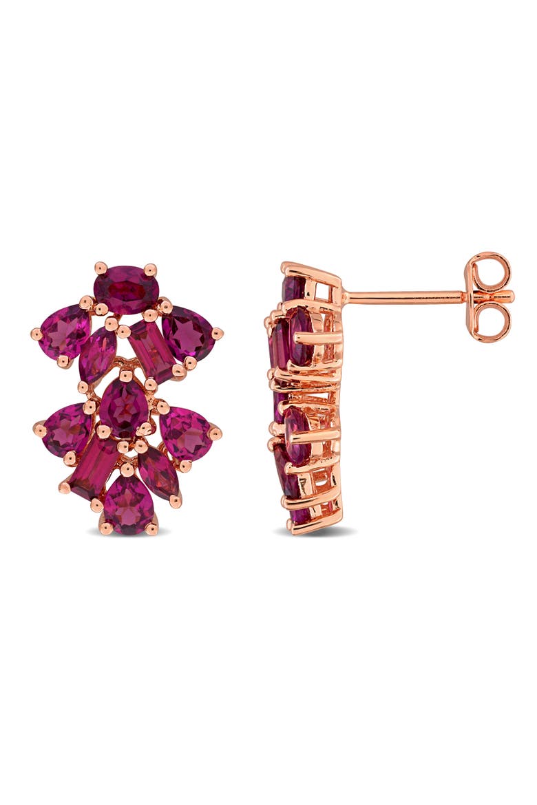 Gemstone Floral Cluster Drop Earrings, Main, color, Rhodolite/Rose-Plated