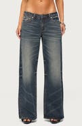 EDIKTED Raelynn Washed Low Rise Baggy Wide Leg Jeans