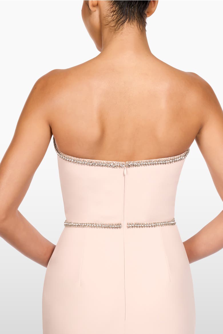 Odette Bow Embellished Midi Dress, Alternate, color, Morganite