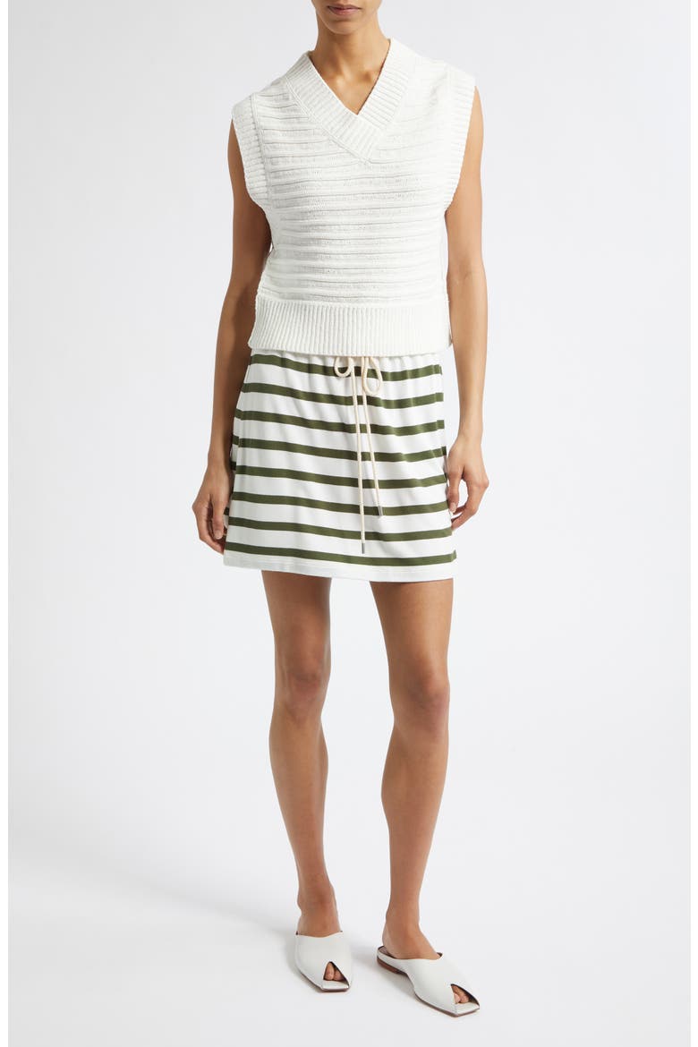 Melina Stripe Tie Waist Miniskirt, Alternate, color, WHITE/ FATIGUE STRIPE