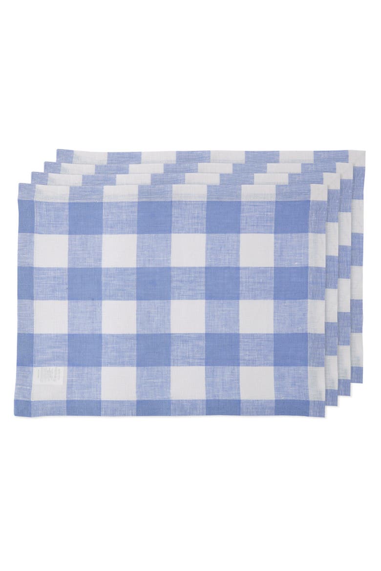 Linen Placemats Set of 4, 14 x 19" - Buffalo Check, Main, color, Hydrangea Blue