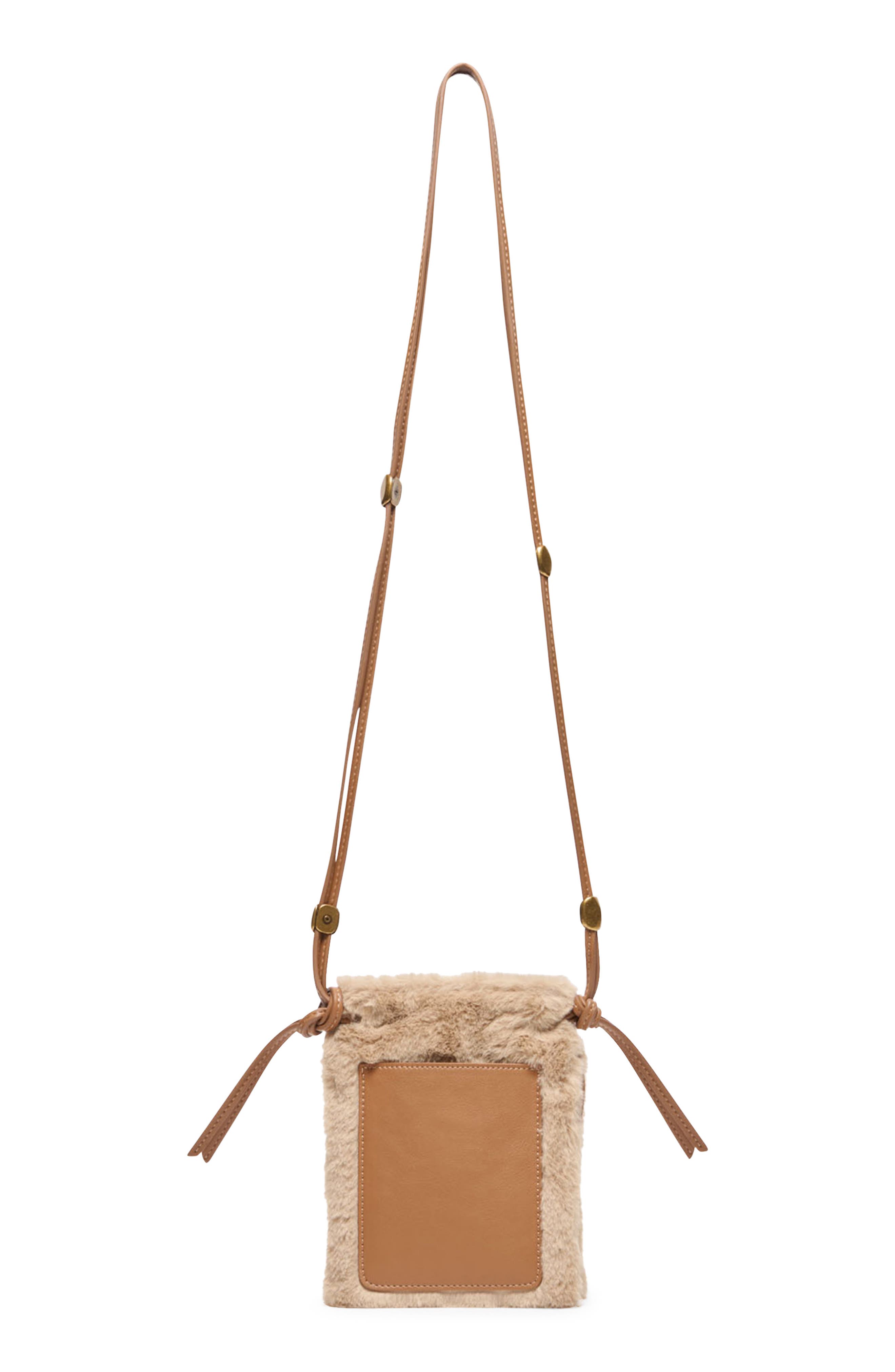Lyrik Faux Fur Crossbody Bag, Main, color, MID BROWN