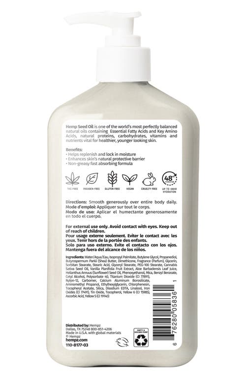 Hempz Spun Sugar & Vanilla Bean Body Moisturizer In Transparent