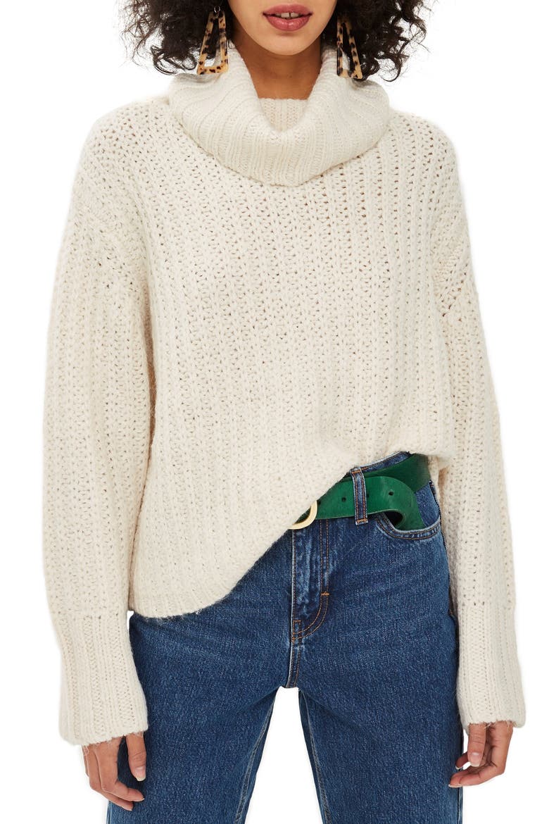 Chunky Roll Sweater, Main, color, IVORY