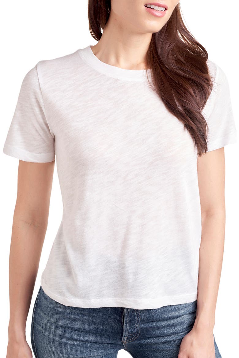 Zoe Slub Crewneck Tee, Main, color, OFF WHITE