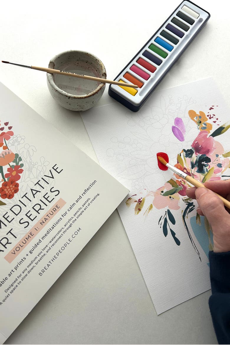 Meditative Art Workbook + Acrylics, Alternate, color, White