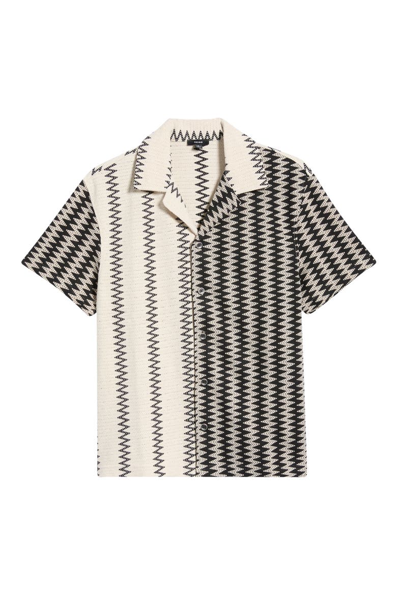 Dain Chevron Stripe Knit Camp Shirt, Main, color, WHITE/BLACK