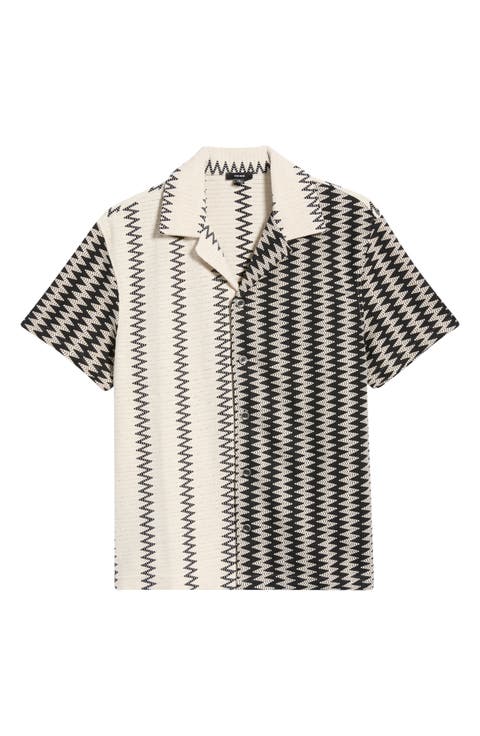 Dain Chevron Stripe Knit Camp Shirt