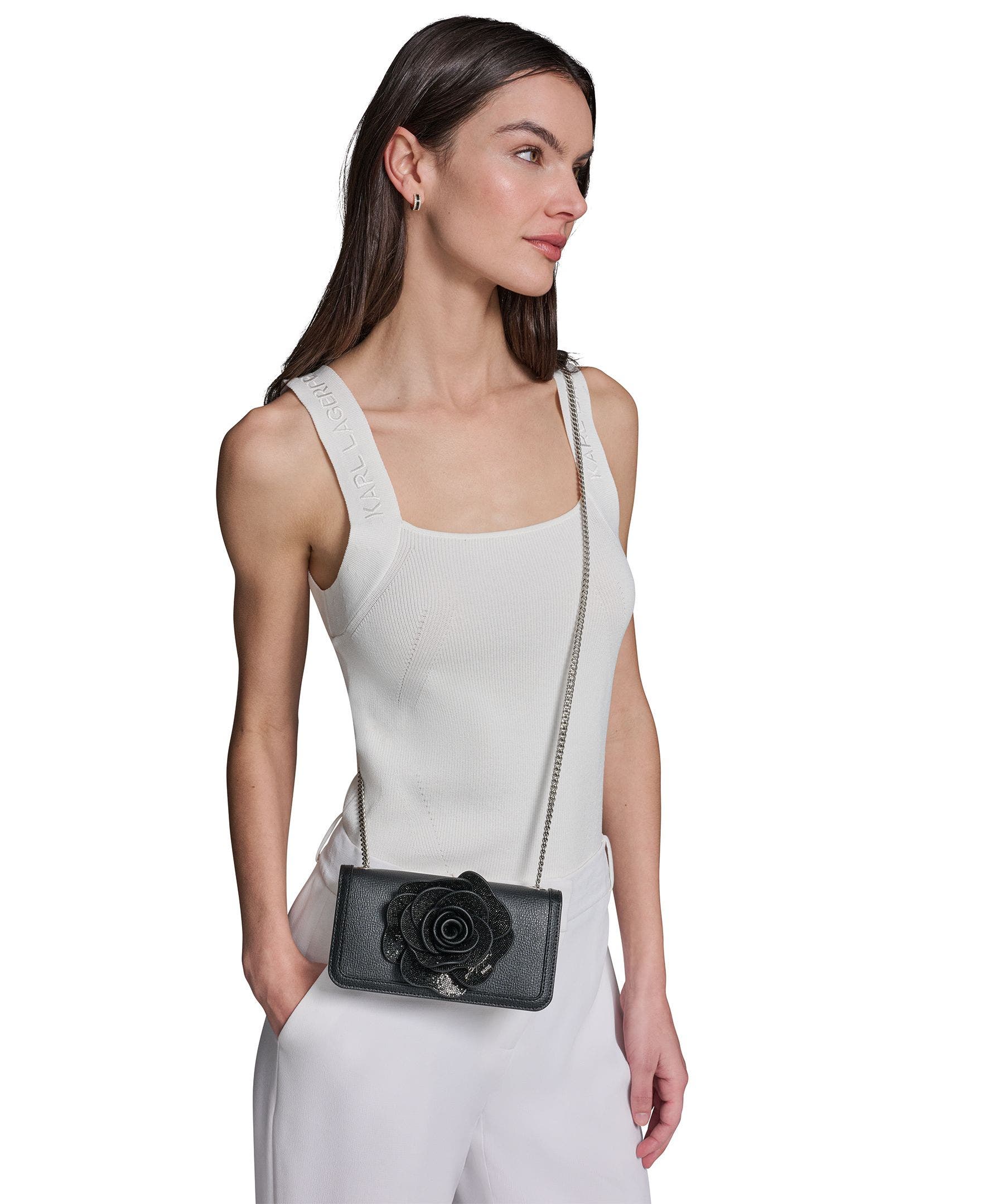 Kosette Flower Applique Crossbody, Alternate, color, Black/Silver