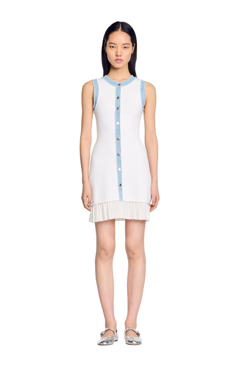 SANDRO Mini knit dress with ruffles, Main, color, 