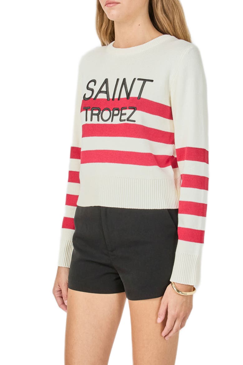 Saint Tropez Stripe Ribbed Sweater, Alternate, color, CREAM/ RED