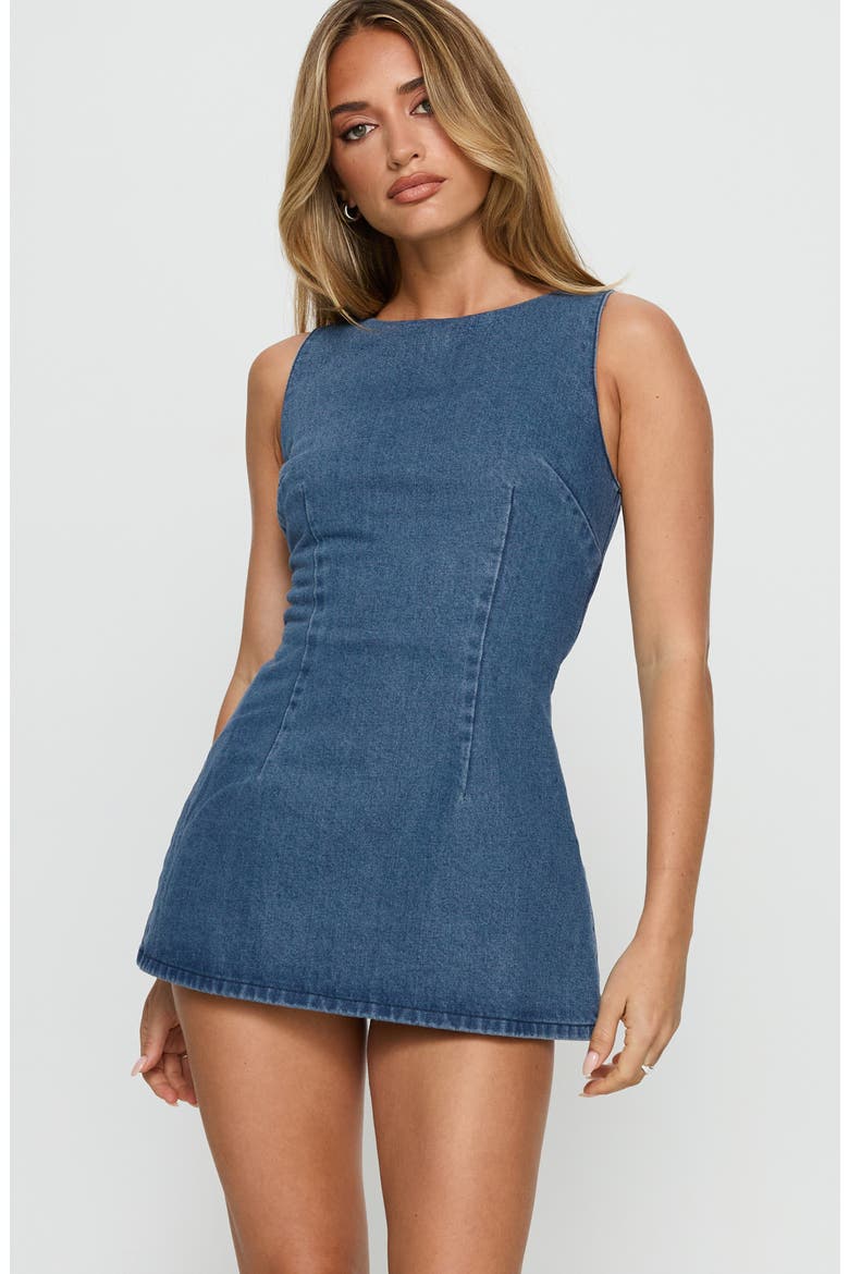 Ainsleigh Denim Minidress, Alternate, color, MID BLUE WASH