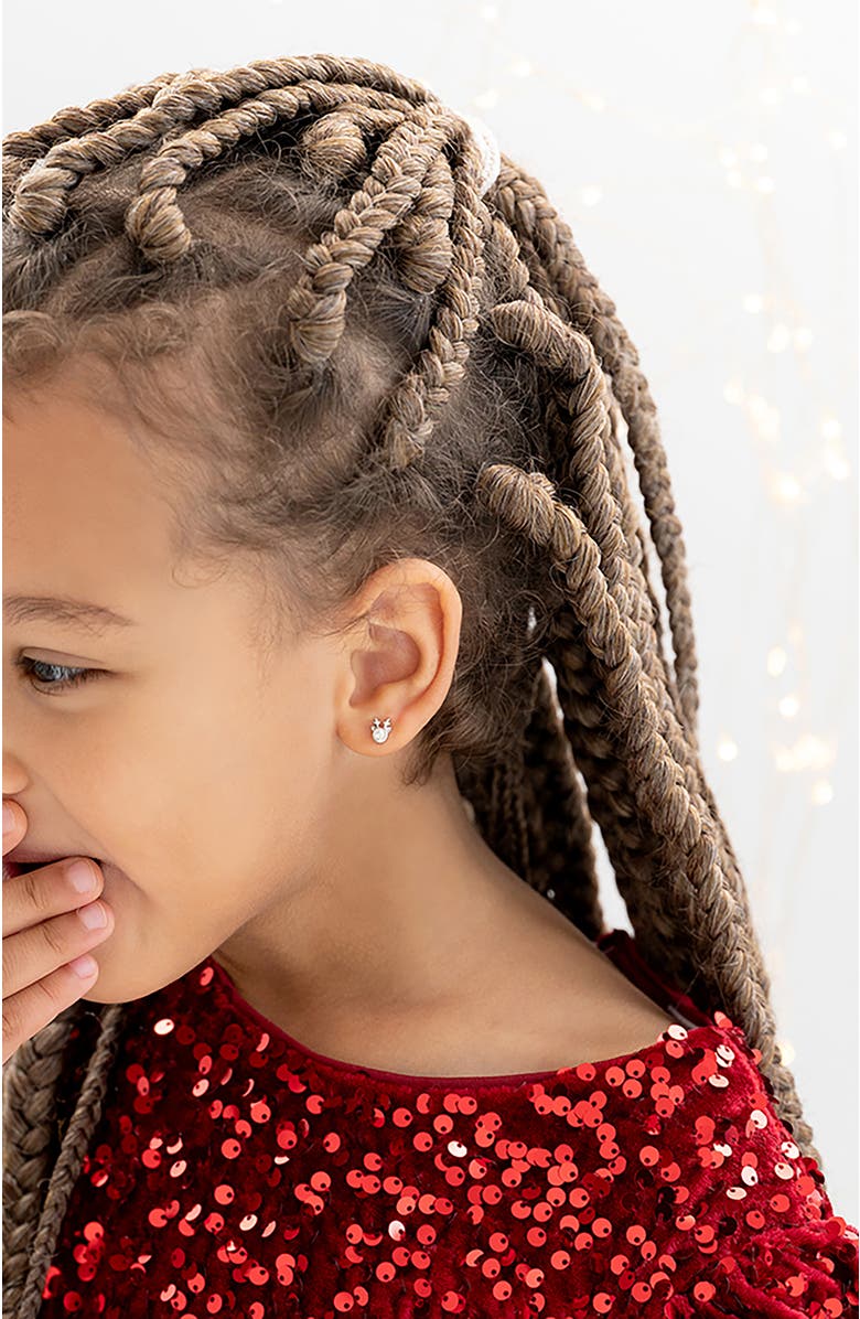 In Season Jewelry Holiday Reindeer Earrings, Alternate, color, Silver