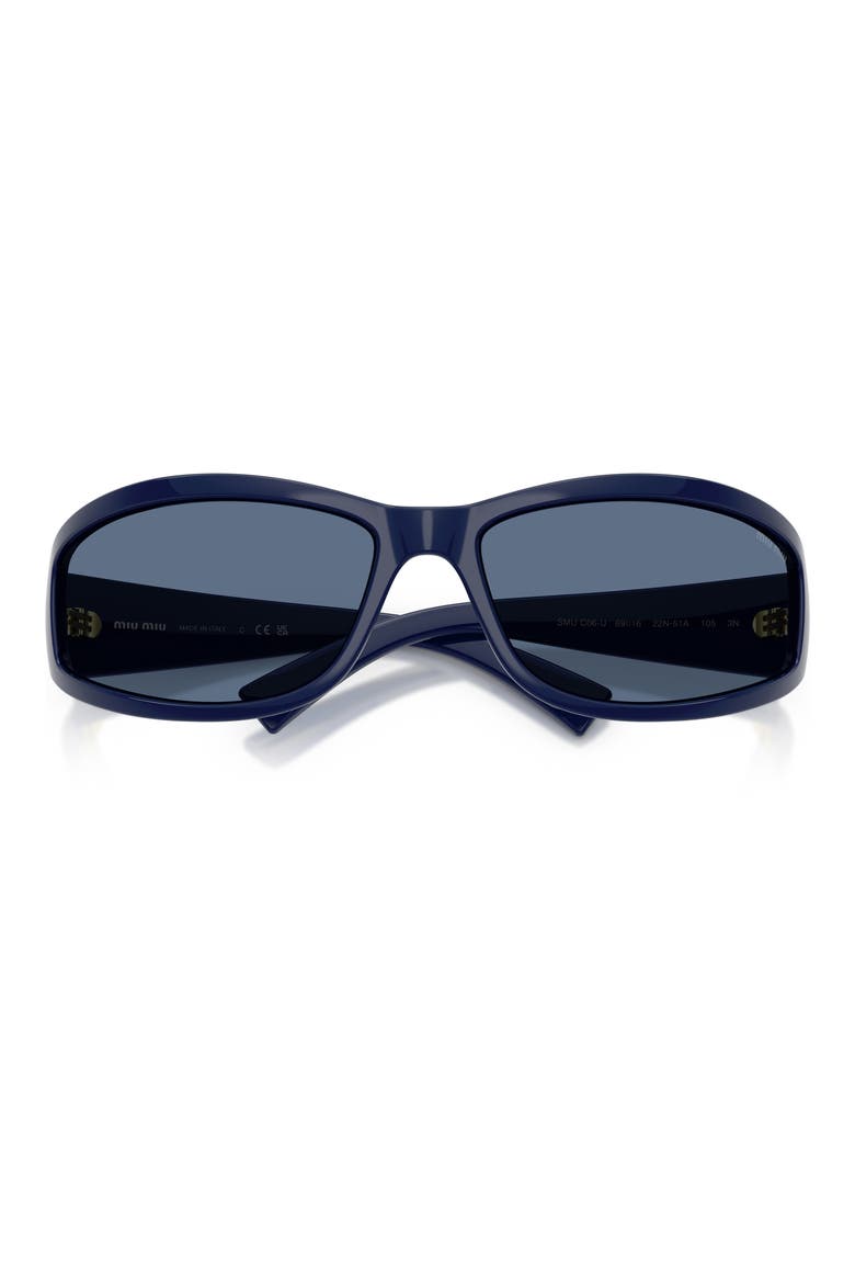 69mm Irregular Wraparound Sunglasses, Alternate, color, BLUE / BLUE