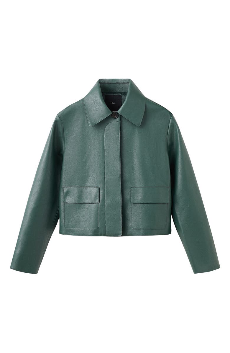MANGO Sabina Faux Leather Jacket, Alternate, color, Green