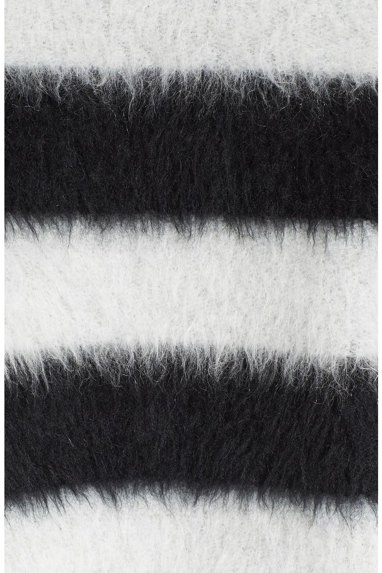 Ostrich Feather Fringe Stripe Sweater, Alternate, color, BLACK