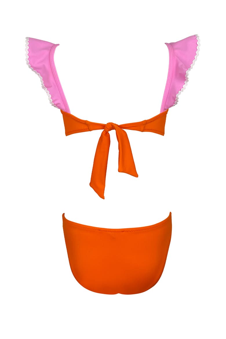 Bandeau Strap, Ruffle Ric-Rac Trim Two Piece Bikini, Little Kid-Big Kid, Alternate, color, Pink