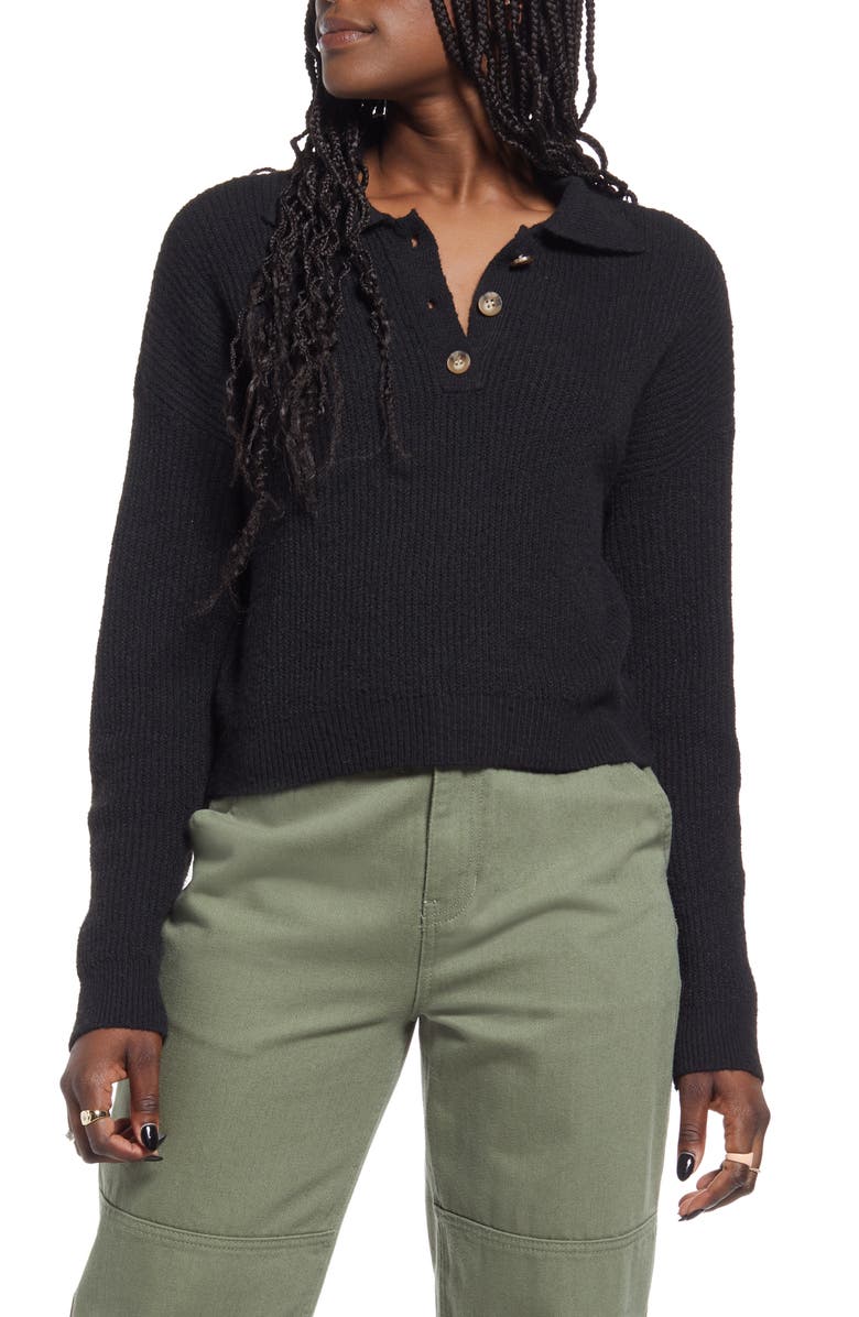 BP. Rib Long Sleeve Polo Sweater, Main, color,