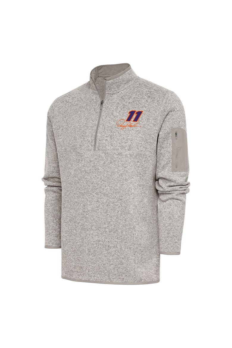 Men's Antigua Oatmeal Denny Hamlin Fortune Quarter-Zip Pullover Jacket, Main, color, Oatmeal