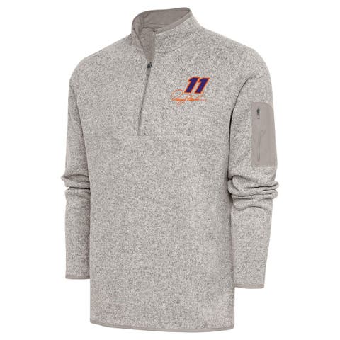 Men's Antigua Oatmeal Denny Hamlin Fortune Quarter-Zip Pullover Jacket