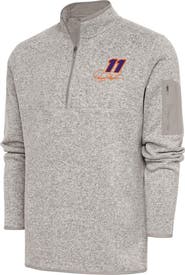 ANTIGUA Men's Antigua Oatmeal Denny Hamlin Fortune Quarter-Zip Pullover Jacket