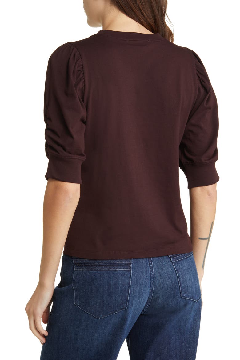 Frankie Puff Sleeve Organic Cotton Knit Top, Alternate, color, BURGUNDY