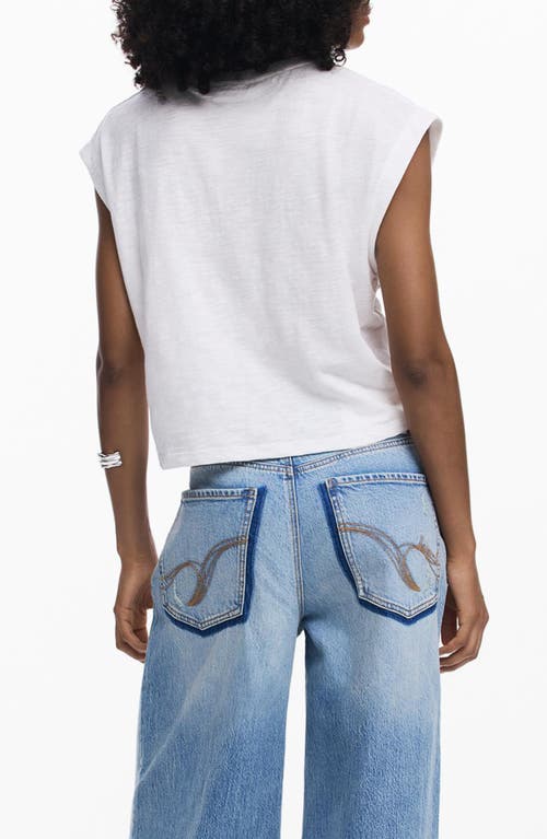 Desigual Rolling Stones Embroidered Muscle T-shirt In Blue