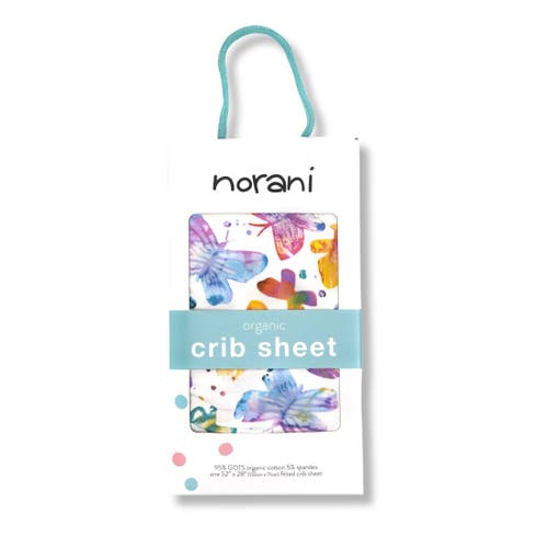 Norani Organic Fitted Crib Sheet In Butterflies