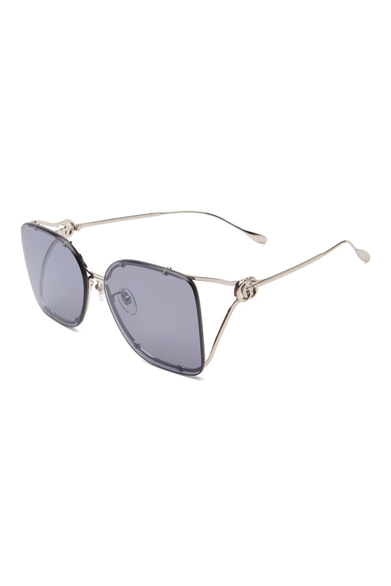 60mm Square Sunglasses, Alternate, color, SILVER SILVER VIOLET