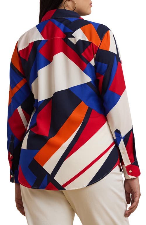 Ralph Lauren Lauren  Print Crêpe De Chine Button-up Shirt In Blue Multi