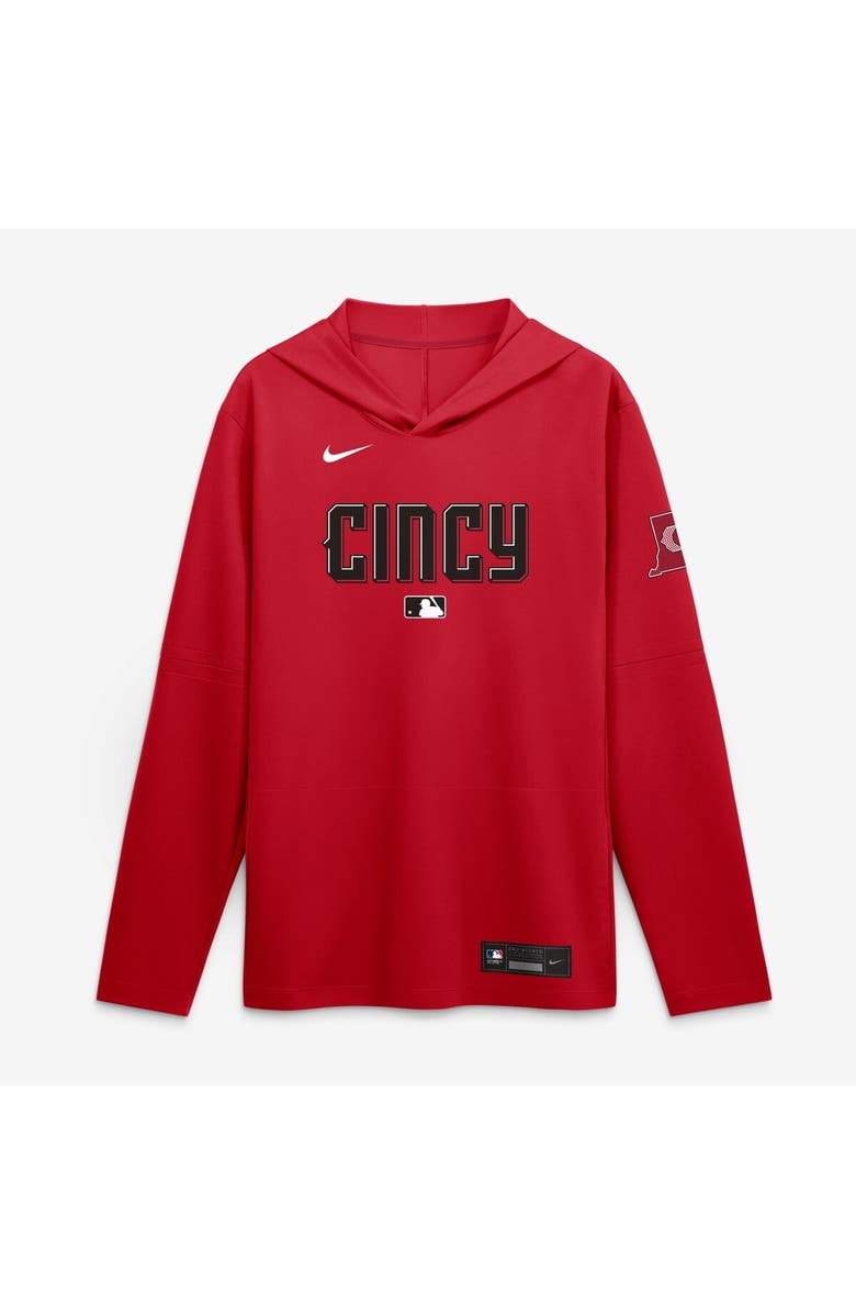 Nike Men's Nike Red Cincinnati Reds 2026 City Connect Dri-FIT Long Sleeve Hooded T-Shirt, Main, color, Red