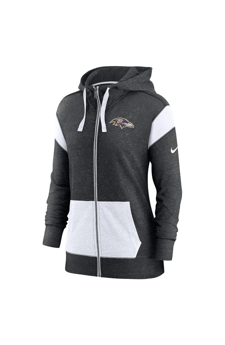 Nike Women's Nike Heather Black/White Baltimore Ravens Monaco Lightweight Full-Zip Hoodie, Alternate, color, 