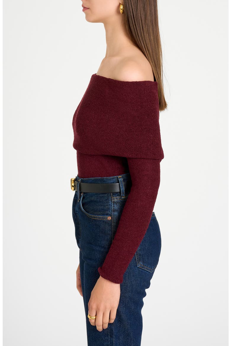 Morgan Off the Shoulder Sweater, Alternate, color, DARK MERLOT