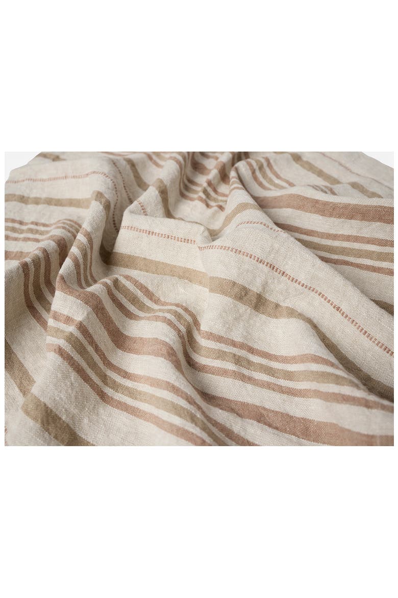 Organic Linen Throw Blanket, Alternate, color, KHAKI/ PRALINE STRIPE