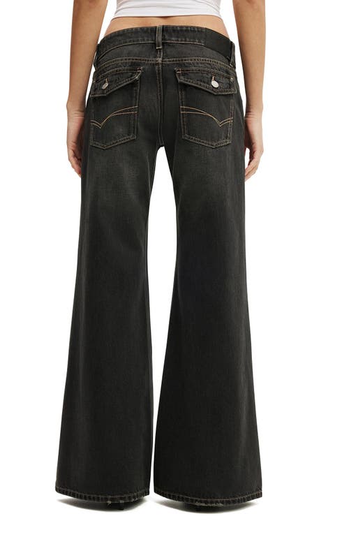 Cotton On Low Relaxed Flare Jean In Black