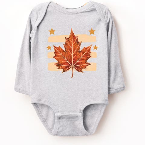 Fall Leaf Stripes Infant Long Sleeve Bodysuit